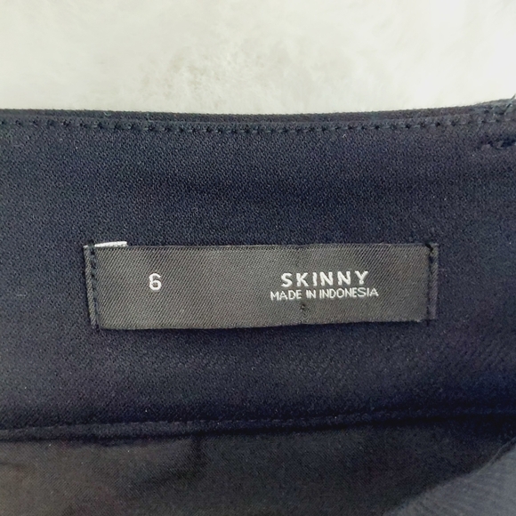 Loft Skinny Cotton Blend Black with White Stripe Flat Front Pants P2982 - Picture 7 of 9